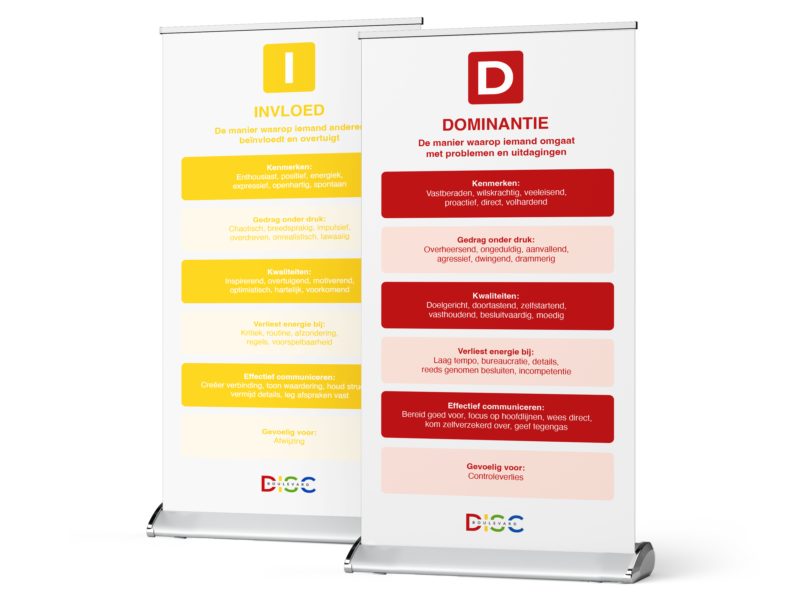 DISC roll-up banners (1 banner per gedragstijl)