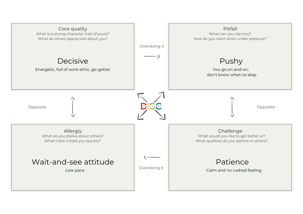 Example of the core quadrant from Daniel Ofman, filled in with DISC